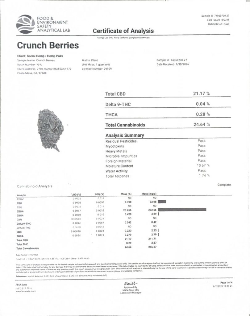 Crunch Berries COA